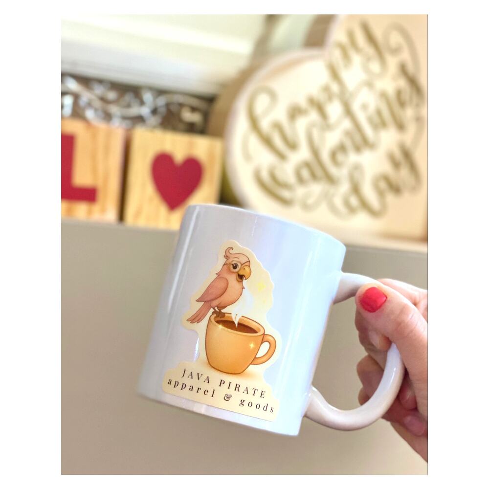 Java Pirate Apparel & Goods Limited White 11 oz Signature Logo Mug Coffee Cup - Picture 8 of 10